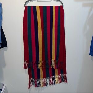 Multicolor Striped Scarf with Fringe